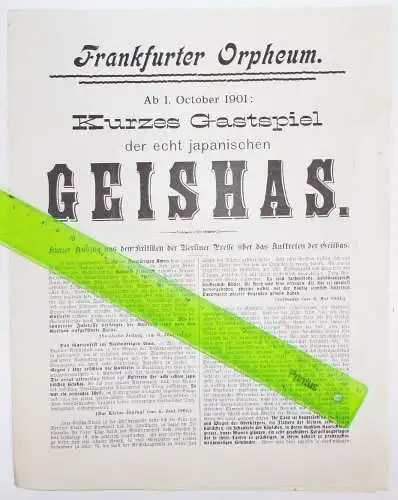 Frankfurt Orpheum 1901 Gastspiel echte japanische Geishas Programm