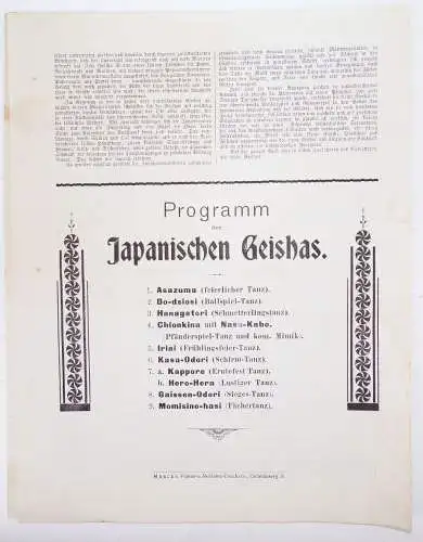 Frankfurt Orpheum 1901 Gastspiel echte japanische Geishas Programm