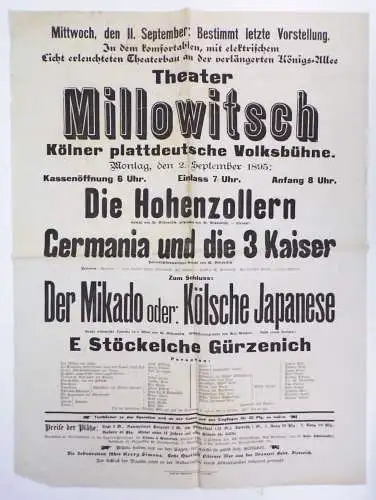 Plakat Theater Millowitsch Volksbühne Köln 1895