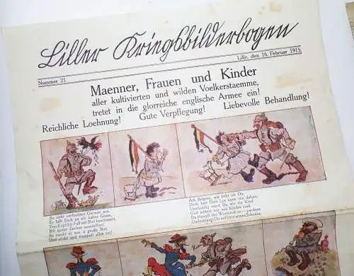 Lille Kriegsbilderbogen Plakat 1 Wk Propaganda Satire