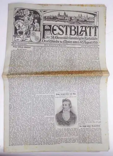 Festblatt Katholiken Generalversammlung Mainz 1911 Zeitung