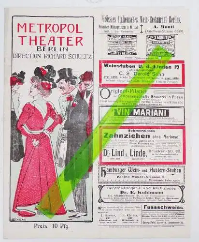 Metropol Theater Berlin Richard Schultz um 1900 Programm