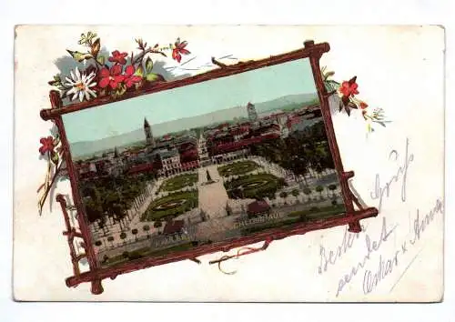 Litho Ak Karlsruhe vom Schloss aus um 1910