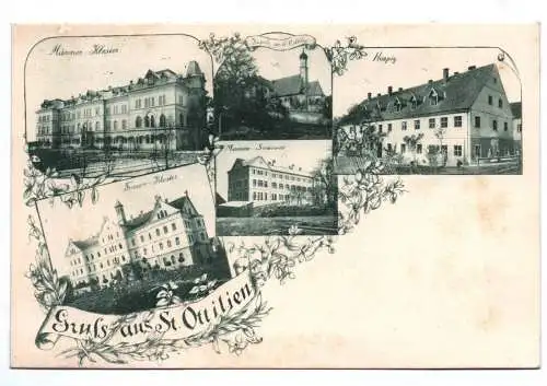 Litho Ak Gruss aus St. Ottilien Kloster Hospiz um 1900 Freiburg