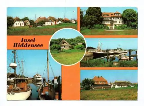 Ak Insel Hiddensee Vitte Fischerhäuser 1987 Hafen HO Gaststätte