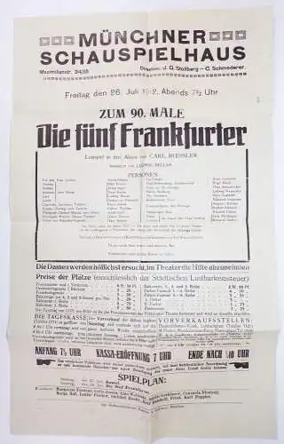 Münchner Volkstheater 1912 Aushänge Programm Plakate 7 Stück München