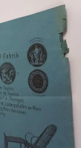 Reklame Aushang Rüping u Fritz Rohrkoffer Rohrmöbel Coburg um 1890 Möbel