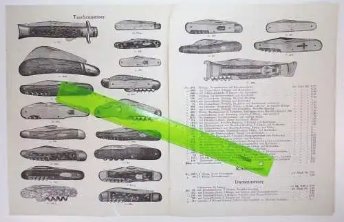 Preisliste Solinger Stahlwaren Taschenmesser Besteck von den Steinen u Cie 1895