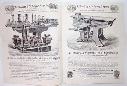 Werbe Prospekt Kiessling u Co Leipzig Plagwitz Holz Abrichthobel um 1900