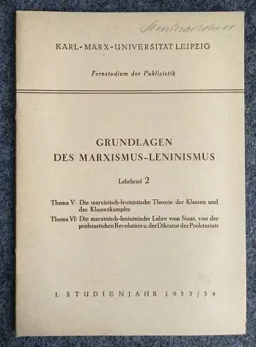 Grundlagen des Marxismus Lenismus Hefte 5 Stück Lehrmaterial DDR 1935 bis 55