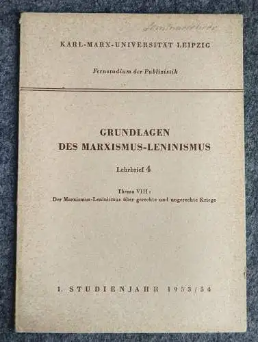 Grundlagen des Marxismus Lenismus Hefte 5 Stück Lehrmaterial DDR 1935 bis 55