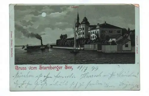 Ak Gruss vom Starnberger See 1899 Seehotel Leoni