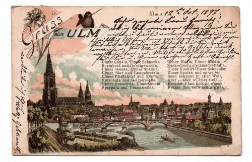 Litho Ak Gruss aus Ulm 1897