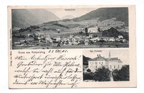 Ak Gruss aus Ruhpolding 1908 Totalansicht Königliches Forstamt