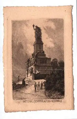 Künstler Ak National Denkmal auf dem Niederwald Niederwalddenkmal Rüdesheim 1908