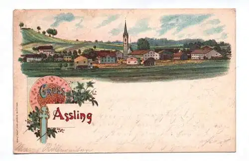 Litho Ak Gruss aus Assling 1899