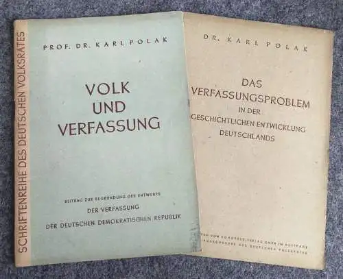 Volk und Verfassung & Das Verfassungsproblem 2 Stück DDR Heft 19 Dr. Karl Polak