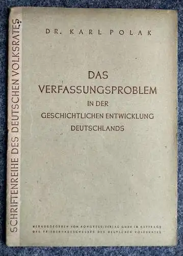 Volk und Verfassung & Das Verfassungsproblem 2 Stück DDR Heft 19 Dr. Karl Polak