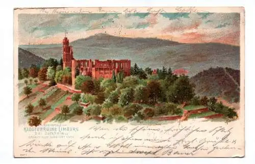 Litho Ak Rheinpfalz Klosterruine Limburg bei Dürkheim 1899