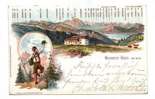 Litho Ak Neureut Haus 1899 Berggasthof Tegernsee