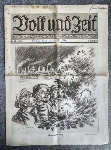 Volk und Zeit Original Zeitung 1925 Weihnachten 7 Jahrgang