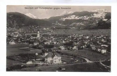 Ak Garmisch und Partenkirchen gegen Karwendel 1913