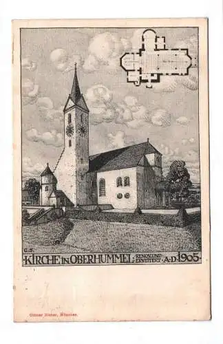 Ak Kirche in Oberhummel 1905