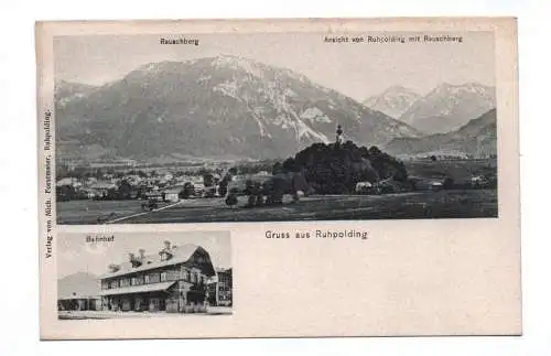 Ak Gruss aus Ruhpolding Rauschberg Bahnhof 1917