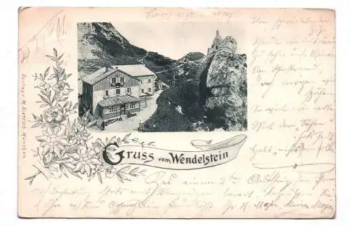 Litho Ak Gruss vom Wendelstein 1897 Wendelsteinhaus