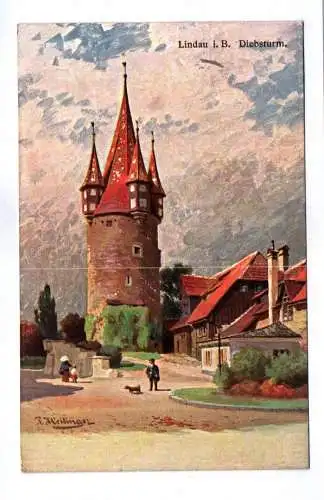 Künstler Ak Lindau Bodensee Diebsturm 1908