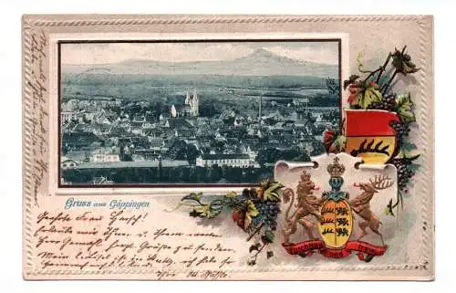 Litho Ak Gruss aus Göppingen geprägt