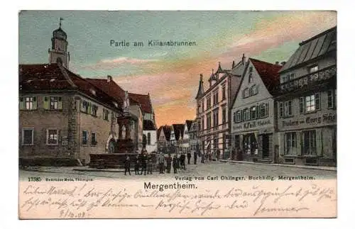 Ak Partie am Kiliansbrunnen Mergentheim 1903