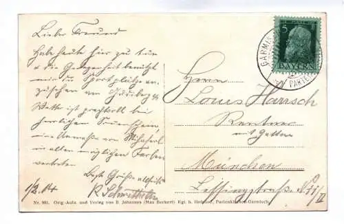 Ak Partenkirchen mit Alpspitze und Waxenstein 1914