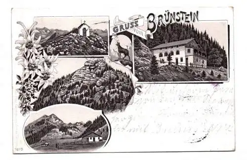 Litho Ak Gruss vom Brünstein 1897