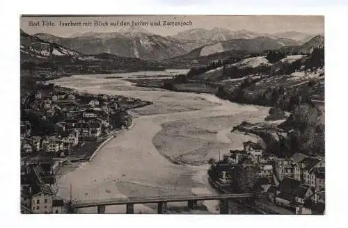 Ak Bad Tölz Isarbett mit Blick auf den Juifen und Zottenjoch 1919