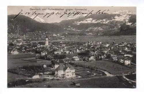 Ak Garmisch und Partenkirchen gegen Karwendel 1913