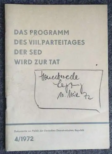 Das Programm des VIII. Parteitages der SED wird zur Tat 1972 Propaganda DDR