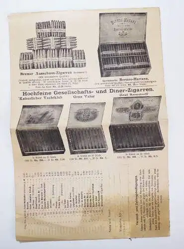 Reklame Prospekt Eggers u Co Hemelingen bei Bremen Zigarren um 1915