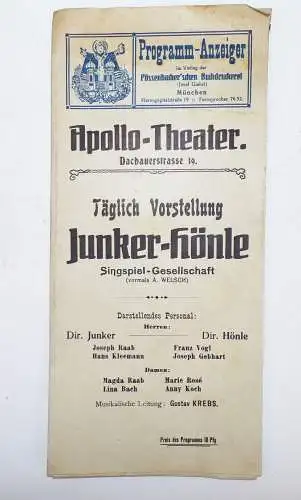 Programm Anzeiger Apollo Theater München um 1910