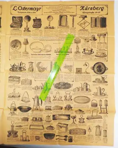 Werbeprospekt Ostermayr Nürnberg Stahlwaren Glas Porzellan um 1910 prunkvoll