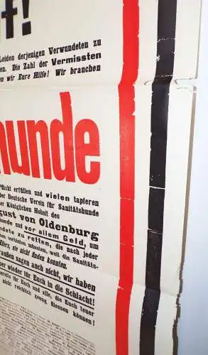 Altes Plakat 1 Wk Aufruf Sanitätshunde für die Front Oldenburg WW1