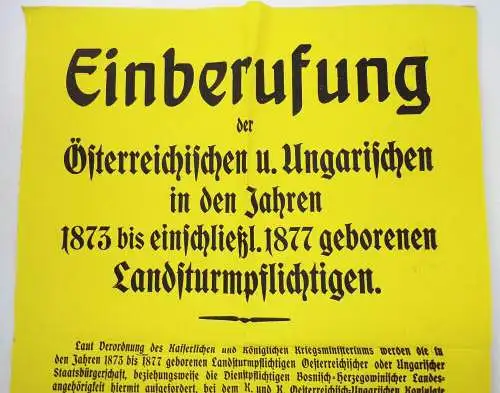 Altes Plakat 1915 Aufruf k u k österreich ungarisches Konsulat Mannheim