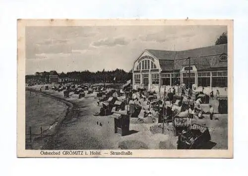 Ak Ostseebad Grömitz Strandhalle Strand mit Strandkörben