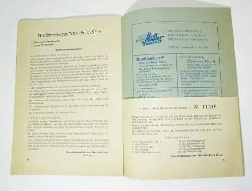 Programm Heft 700 Jahrfeier Zittau 1955 Lotterie ! (H5