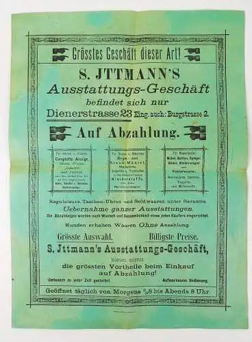 Reklame Blatt Ittmann Mode Ausstattung Geschäft München um 1890 Rätsel