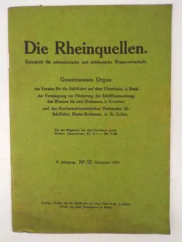 Die Rheinquellen Zeitschrift für schweizerische und süddeutsche Wasserwirtschaft