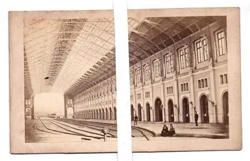 CDV Foto Stuttgart Bahnhof um 1870 Brandseph Gleise Fotografie