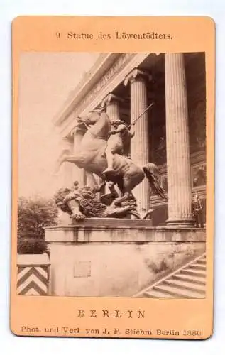 CDV Foto Berlin Statue des Löwentödters 1880 Stiehm Fotografie