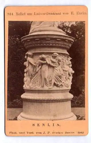 Carte de Visite Foto Berlin Relief am Luisendenkmal 1880 Stiehm