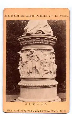 Carte de Visite Foto Berlin Luisendenkmal Encke 1880 Relief